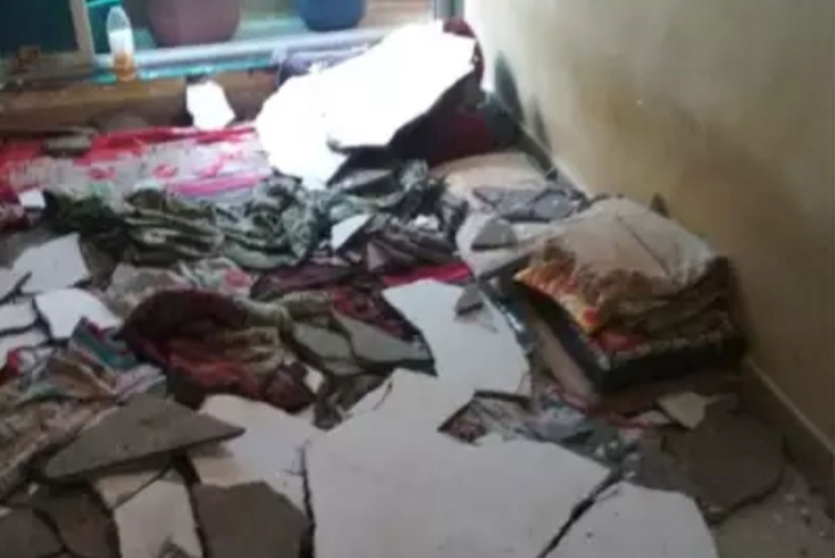 The debris after the slab collapse