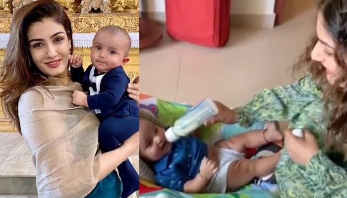 During lockdown Raveena Tandon enjoys with grandchild