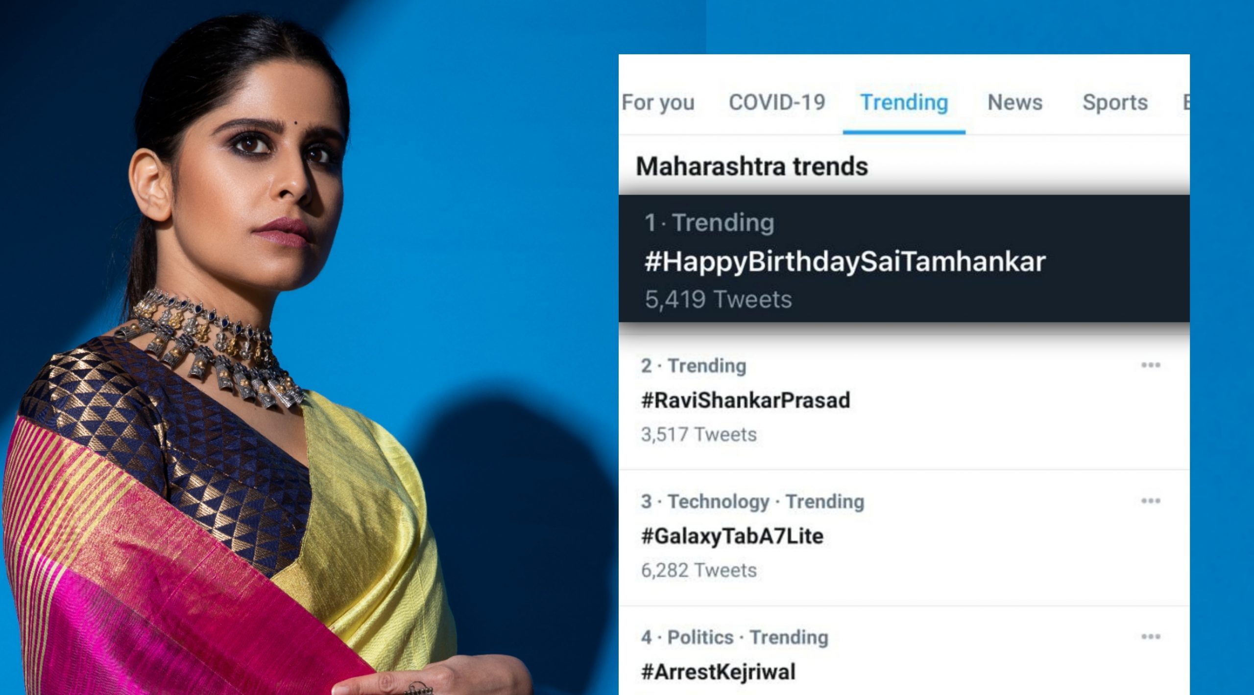 #HappyBirthdaySaiTamhankar trends on Twitter on Sai Tamhankar;’s birthday!
