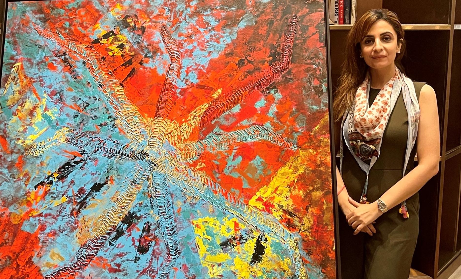 Artist #AnitaGoel will be displaying 15 out of the 50 abstract paintings from her ongoing ‘#Udaan’ series!