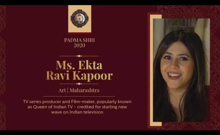 Ekta Kapoor receives Padma Shri for her brilliant contribution in the field of television, films and digital content!