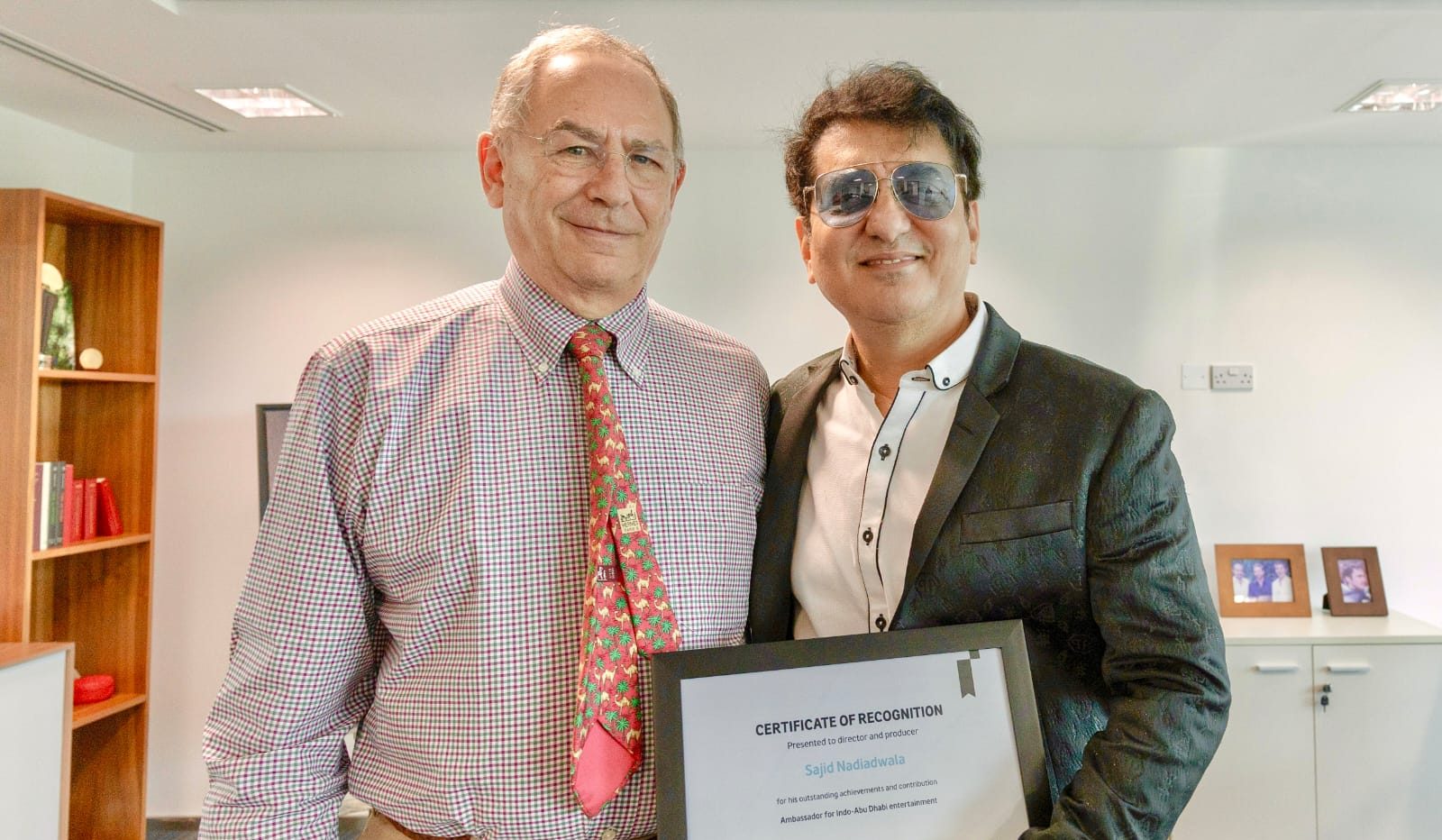 Sajid Nadiadwala is honoured with ‘Certificate of Recognition as Ambassador for Indo-Abu Dhabi entertainment’!