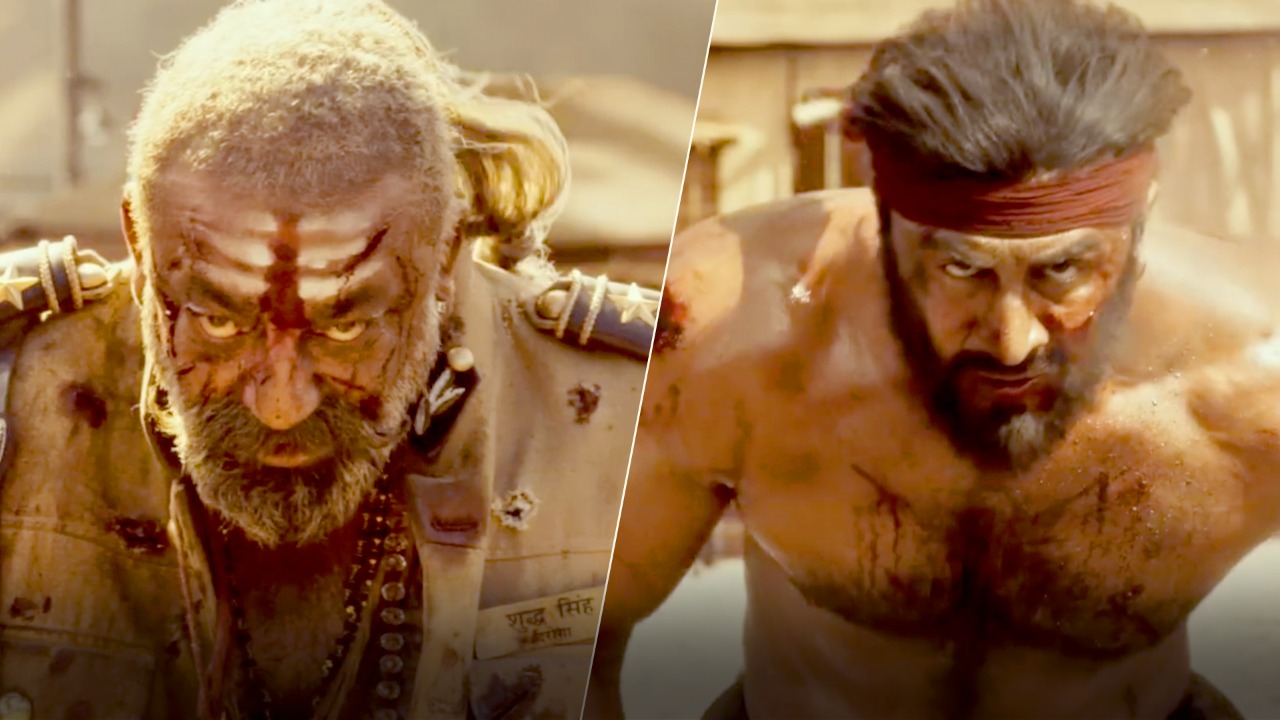 ‘Reel’ Sanju and ‘Real’ Sanju in a combat mode in “Shamshera'”!