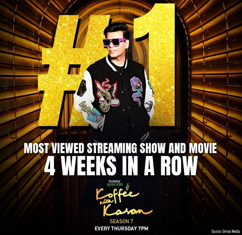 4 weeks in a row, Koffee With Karan 7, becomes the ‘most viewed streaming show and movie’!