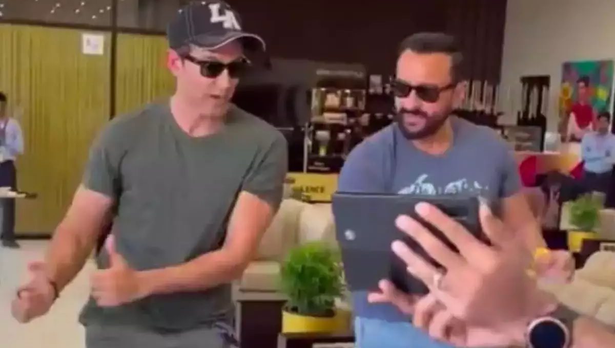 Hrithik Roshan teaches Saif Ali Khan ‘Alcoholiya’, a song from Vikram Vedha, moves!