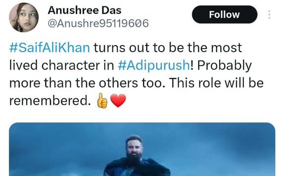 Netizens react, “Saif is totally Nailing it in style , what a solid act #Adipurush”!