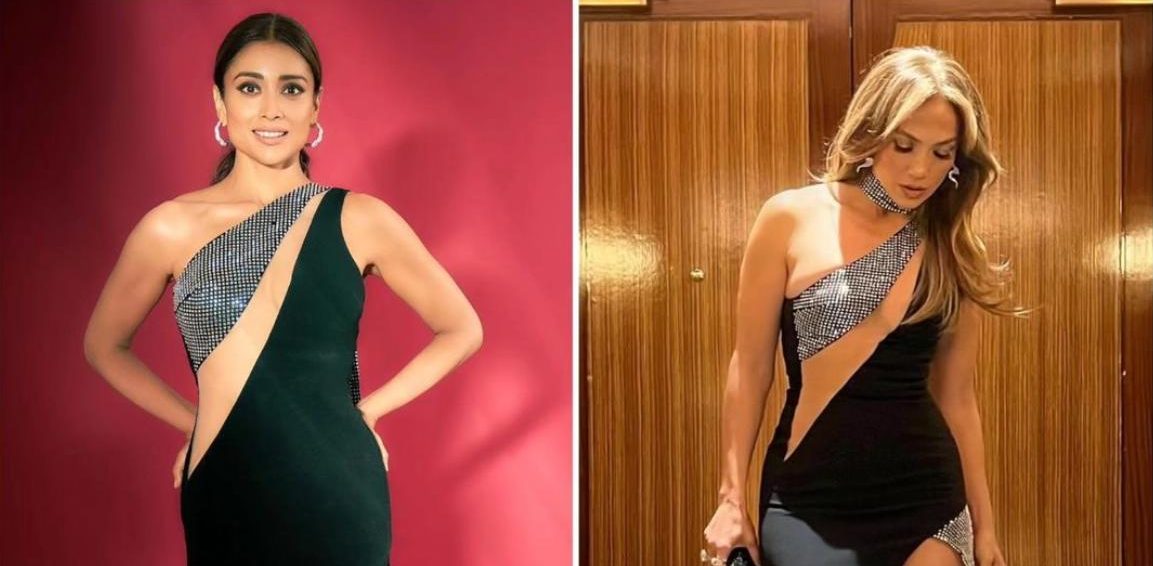 Shriya Saran and Jennifer Lopez twinning in David Koma’s Black Gown!