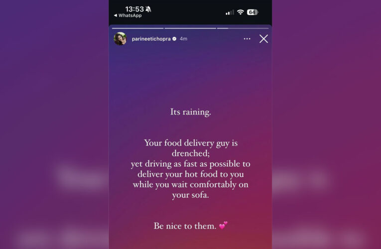 Parineeti Chopra urges, “Be nice to delivery agents this Monsoon season”!