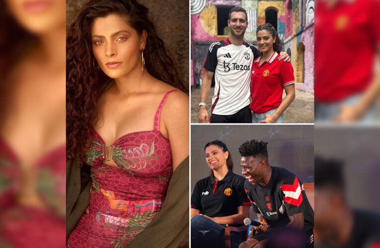 Saiyami Kher meets Manchester United Stars Diogo Dalot, Harry Maguire and Andre Onana in Mumbai!