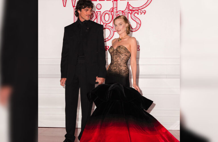 Margot Robbie’s wears Taj Mahal diamond necklace, at Wuthering Heights LA premiere!