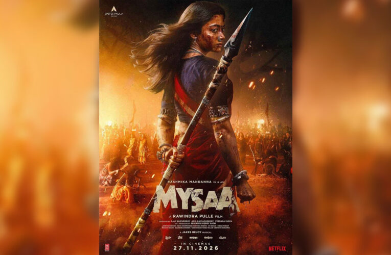 Makers Heighten Excitement for Mysaa Teaser Launch at 5 PM with Rashmika Mandanna’s Intense New Poster and Birthday Wishes for Director Rawindra Pulle!